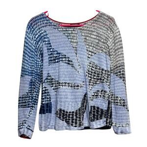 Nic+Zoe Blue Abstract Print Sweater Size M Long Sleeve Pullover